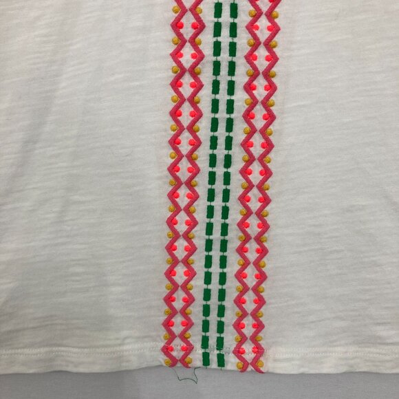 Boden size 10 White Slub Cotton Stretch Embroidered Boho Pullover Blouse - Picture 4 of 9